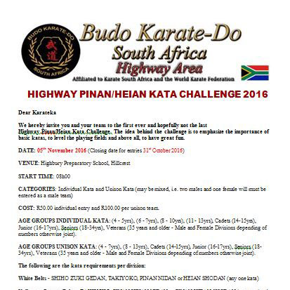 HIGHWAY PINAN/HEIAN KATA CHALLENGE 2016